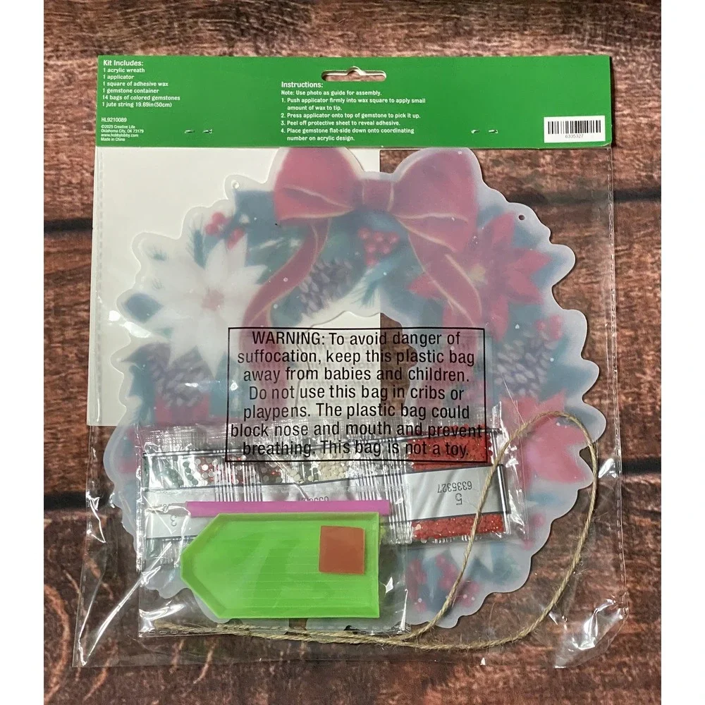Christmas Poinsettias Wreath Hanging Acrylic Diamond Painting Kit Hobby Lobby
